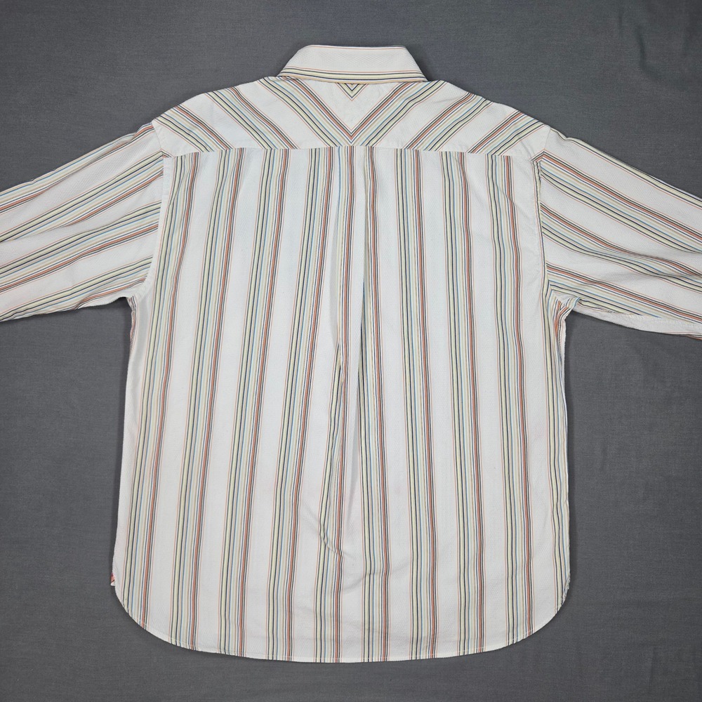 Tommy‎ Hilfiger Mens XL Striped Button Up Shirt 80s 2 Ply Fabric Cotton - Picture 4 of 13